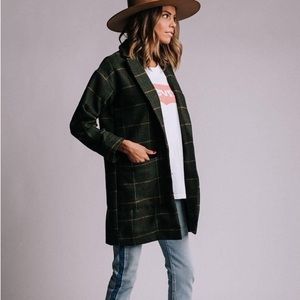 Clad + Cloth Green Plaid Longline Danni Coat | Never worn | Medium